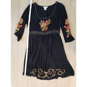 Krista Lee Embroidered, Blue Dress. Size M Boho, Croquette, Cottagecore